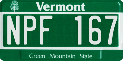 VT license plate NPF167