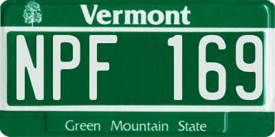 VT license plate NPF169