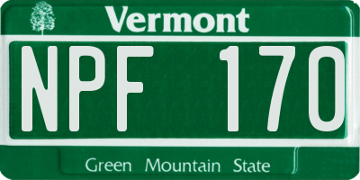VT license plate NPF170