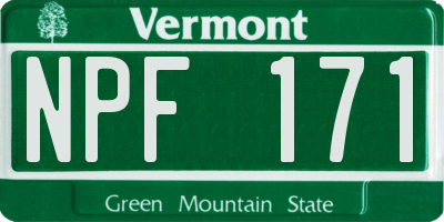 VT license plate NPF171