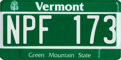 VT license plate NPF173