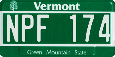 VT license plate NPF174