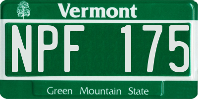 VT license plate NPF175