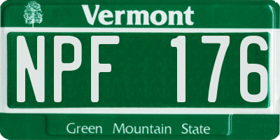 VT license plate NPF176