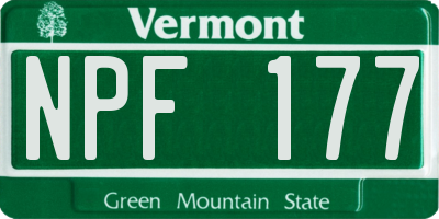 VT license plate NPF177