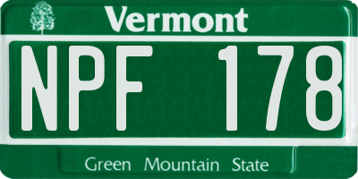 VT license plate NPF178