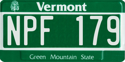 VT license plate NPF179