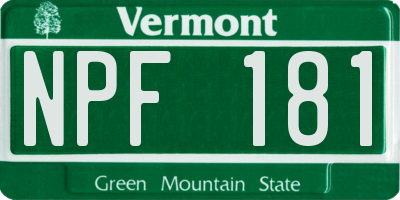 VT license plate NPF181