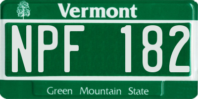 VT license plate NPF182