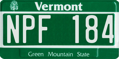 VT license plate NPF184