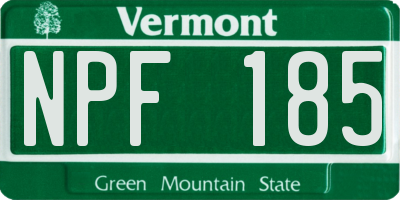 VT license plate NPF185