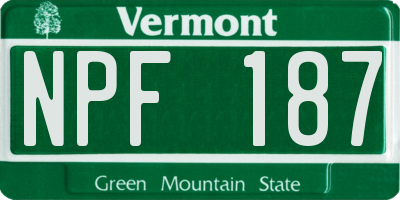 VT license plate NPF187