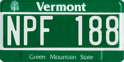 VT license plate NPF188