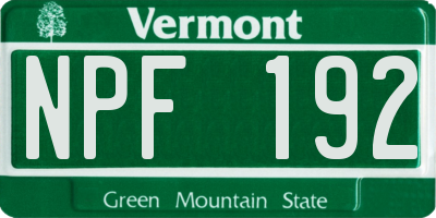 VT license plate NPF192