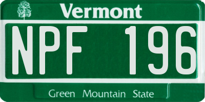 VT license plate NPF196