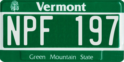 VT license plate NPF197