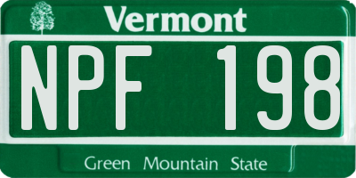 VT license plate NPF198