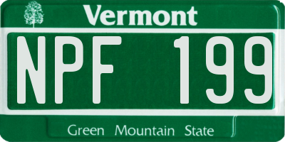 VT license plate NPF199