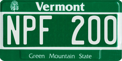 VT license plate NPF200