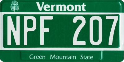 VT license plate NPF207