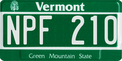 VT license plate NPF210