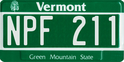 VT license plate NPF211