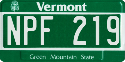 VT license plate NPF219