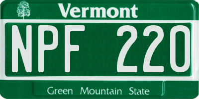 VT license plate NPF220