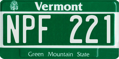 VT license plate NPF221