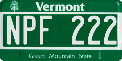 VT license plate NPF222