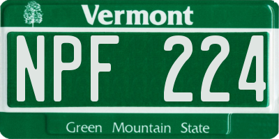 VT license plate NPF224