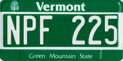 VT license plate NPF225