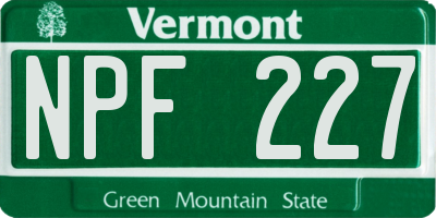VT license plate NPF227