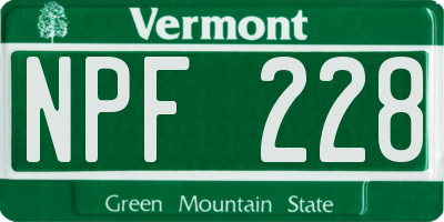 VT license plate NPF228