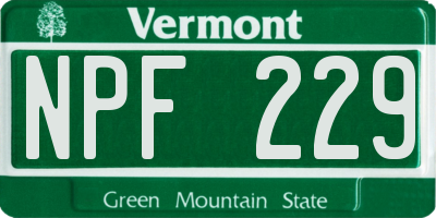 VT license plate NPF229