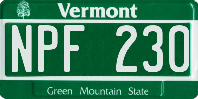 VT license plate NPF230