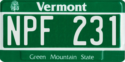 VT license plate NPF231