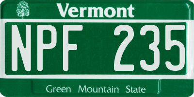 VT license plate NPF235