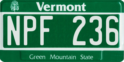 VT license plate NPF236