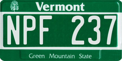 VT license plate NPF237