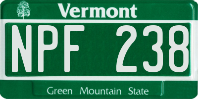VT license plate NPF238
