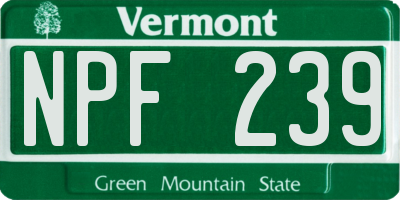 VT license plate NPF239