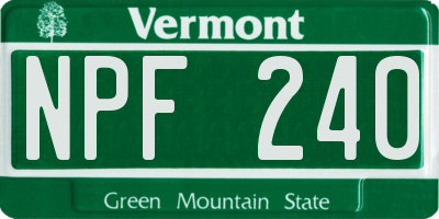 VT license plate NPF240