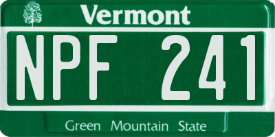 VT license plate NPF241