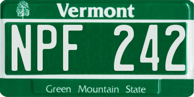 VT license plate NPF242