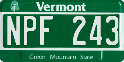 VT license plate NPF243