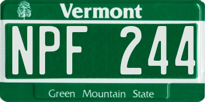 VT license plate NPF244