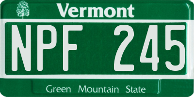 VT license plate NPF245