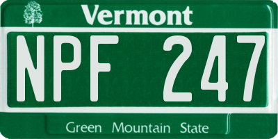 VT license plate NPF247