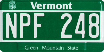 VT license plate NPF248